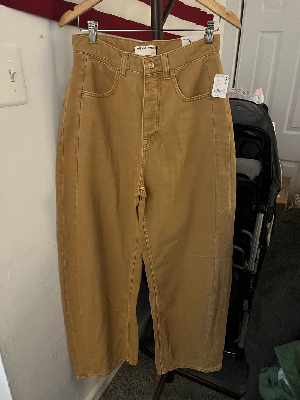 NWT FREE PEOPLE WE THE FREE Truro Baggy Puddle Jeans | Warm Rust $148 CURRENT - Picture 12 of 16